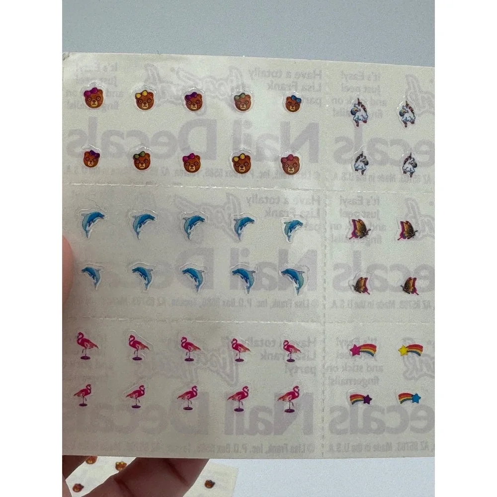 Vintage Lisa Frank Nail Decals Stickers Unicorn Butterfly Dolphin Flamingo 90s